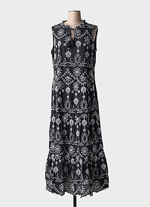 Robe longue coupe évasée sans manche noir YEST femme