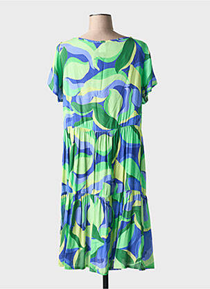 Robe mi-longue coupe fluide manches courtes bleu AN II VITO femme