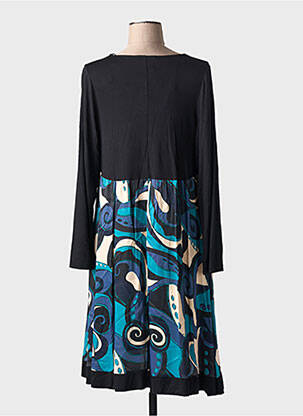 Robe mi-longue coupe fluide manches longues bleu AN II VITO femme