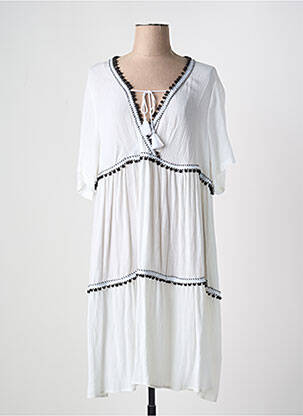 Robe mi-longue manches courtes manches courtes blanc YEST femme