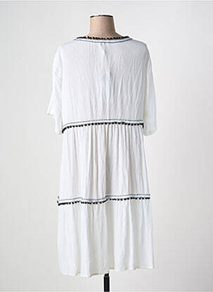 Robe mi-longue manches courtes manches courtes blanc YEST femme