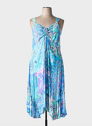 Robe mi-longue coupe fluide fines bretelles bleu AN II VITO femme