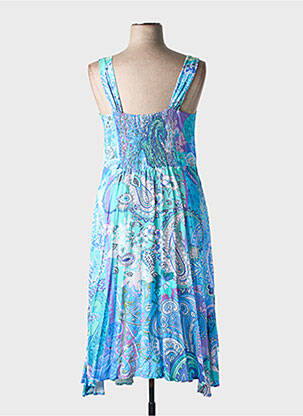 Robe mi-longue coupe fluide fines bretelles bleu AN II VITO femme