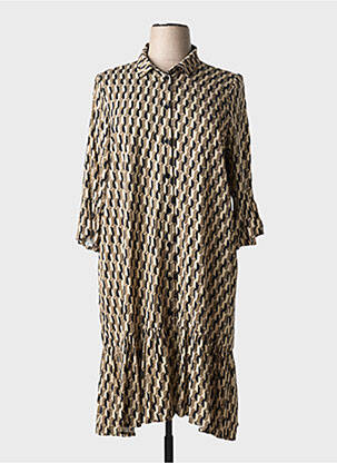 Robe mi-longue imprimé fantaisie manches longues noir AN II VITO femme