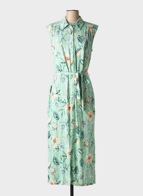 Robe longue imprimé fantaisie sans manche vert YESTA femme