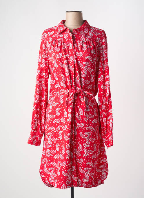 Robe mi-longue imprimé fantaisie manches longues rouge YEST femme