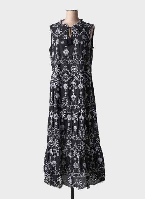 Robe longue coupe évasée sans manche noir YEST femme