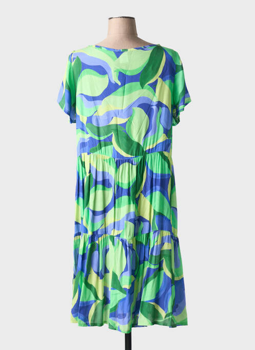 Robe mi-longue coupe fluide manches courtes bleu AN II VITO femme