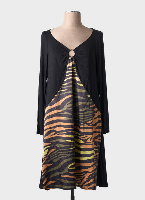 Robe mi-longue coupe fluide manches longues noir AN II VITO femme