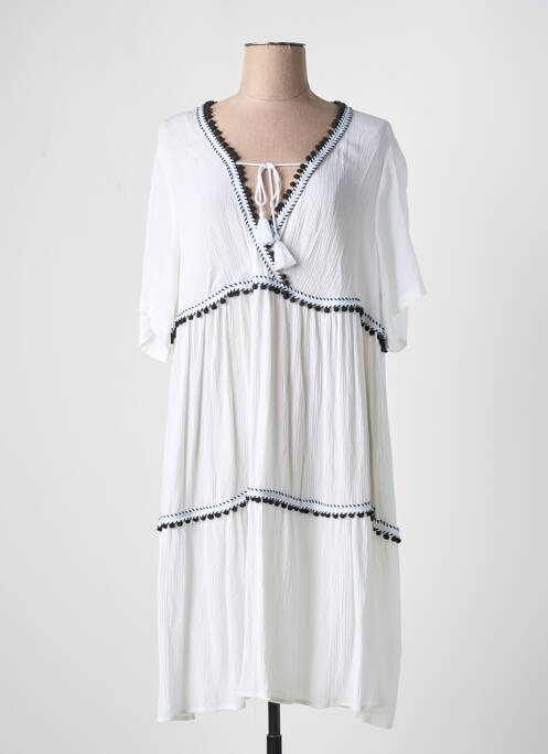 Robe mi-longue manches courtes manches courtes blanc YEST femme