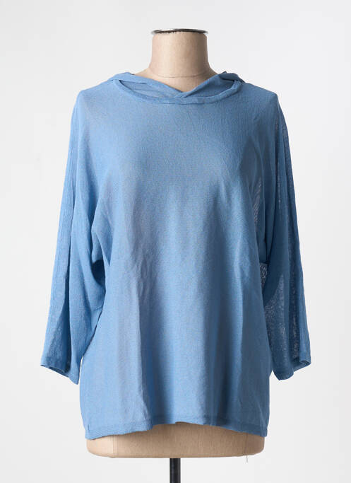 Pull col v manches 3/4 bleu YEST femme