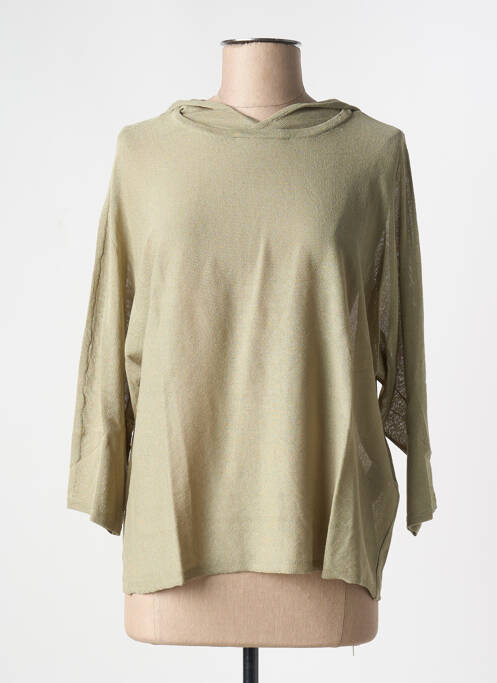 Pull col v manches 3/4 vert YEST femme