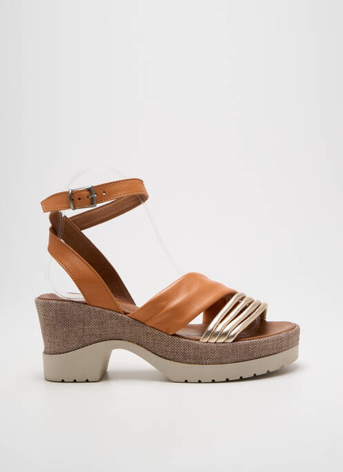 Sandales/nu pieds semi compensé talon de 4 à 6cm marron LUNE & L'AUTRE femme