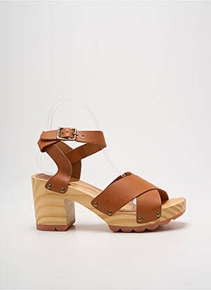 Sandales/nu pieds matière lisse talon de 7 à 9cm marron KICKERS femme