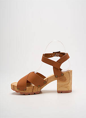 Sandales/nu pieds matière lisse talon de 7 à 9cm marron KICKERS femme