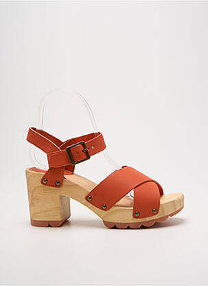 Sandales/nu pieds matière lisse talon de 7 à 9cm orange KICKERS femme