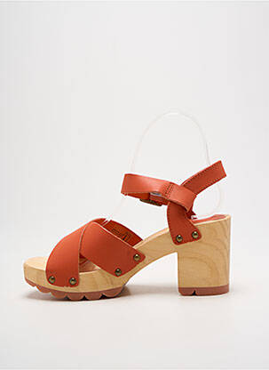 Sandales/nu pieds matière lisse talon de 7 à 9cm orange KICKERS femme