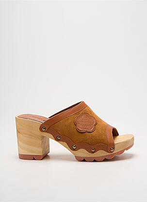 Mules/sabots nubuck talon de 7 à 9cm marron KICKERS femme