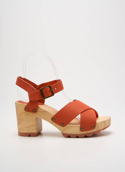 Sandales/nu pieds matière lisse talon de 7 à 9cm orange KICKERS femme