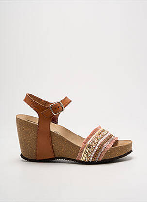 Sandales/nu pieds matière lisse talon de 7 à 9cm marron REQINS femme