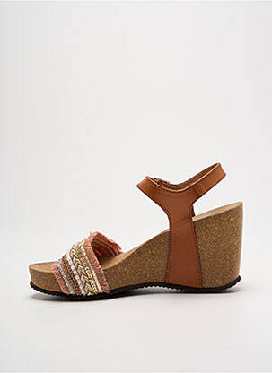 Sandales/nu pieds matière lisse talon de 7 à 9cm marron REQINS femme