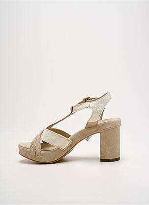 Sandales/nu pieds tissage satiné talon de 7 à 9cm beige KHRIO femme