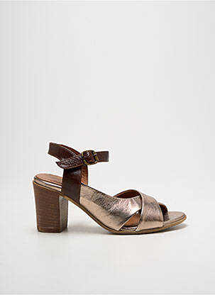 Sandales/nu pieds matière lisse talon de 7 à 9cm or LUNE & L'AUTRE femme