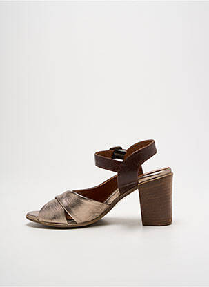 Sandales/nu pieds matière lisse talon de 7 à 9cm or LUNE & L'AUTRE femme