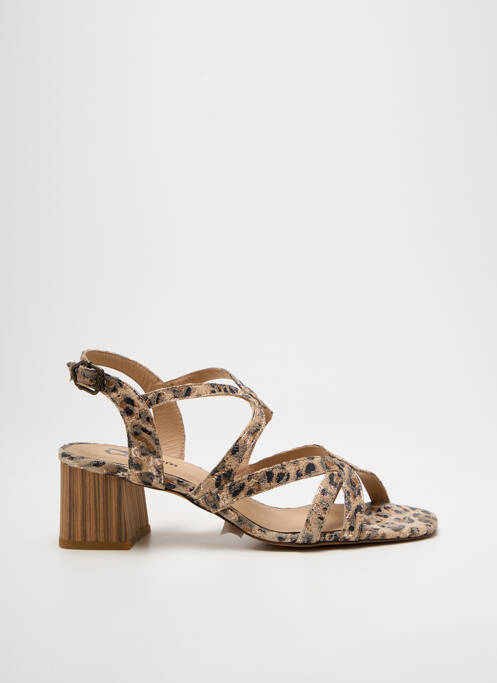 Sandales/nu pieds tissage satiné talon de 4 à 6cm beige QOO TUM femme