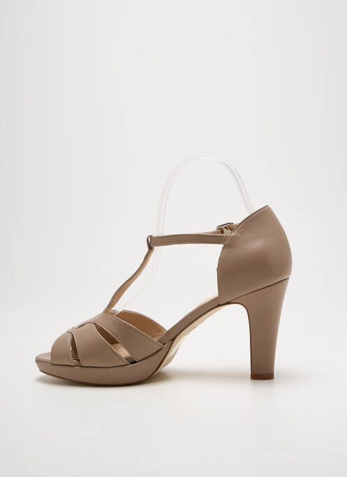Sandales/nu pieds matière lisse talon de 7 à 9cm beige OTESS femme