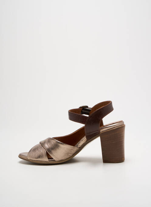 Sandales/nu pieds matière lisse talon de 7 à 9cm or LUNE & L'AUTRE femme