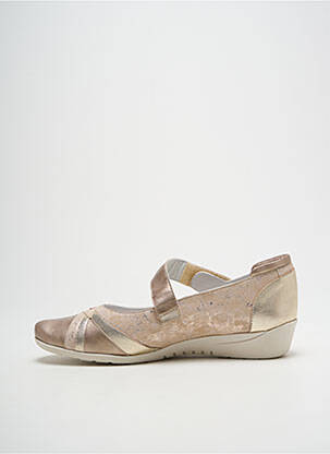 Ballerines fermeture scratch talon plat jusqu'à 3cm or J.METAYER femme