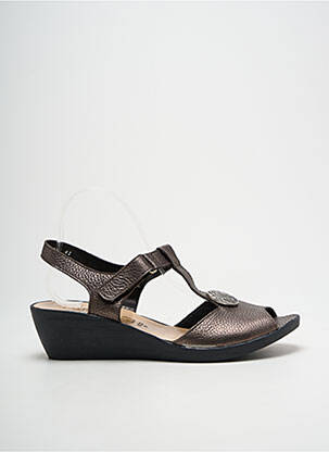 Sandales/nu pieds tissage satiné talon de 4 à 6cm marron HIRICA femme