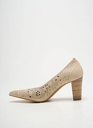 Escarpins tissage satiné talon de 7 à 9cm beige QOO TUM femme
