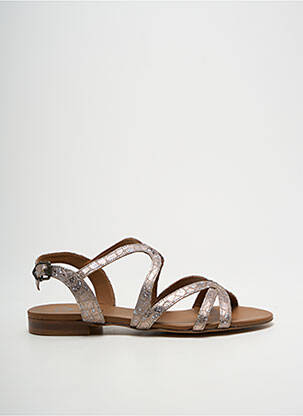 Sandales/nu pieds chiquet talon plat jusqu'à 3cm marron QOO TUM femme