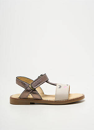 Sandales/nu pieds tissage satiné chiquet marron GBB fille