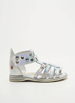 Sandales/nu pieds fermeture scratch bout ouvert argent GBB fille