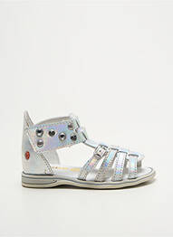 Sandales/nu pieds fermeture scratch bout ouvert argent GBB fille