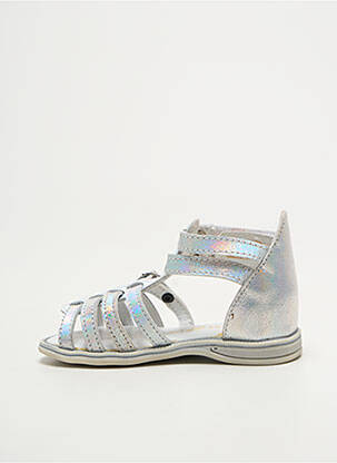 Sandales/nu pieds fermeture scratch bout ouvert argent GBB fille