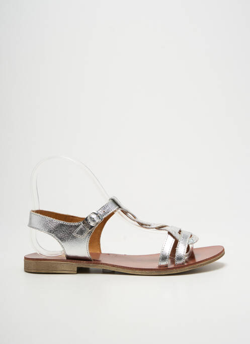 Sandales/nu pieds chiquet talon plat jusqu'à 3cm argent GBB femme