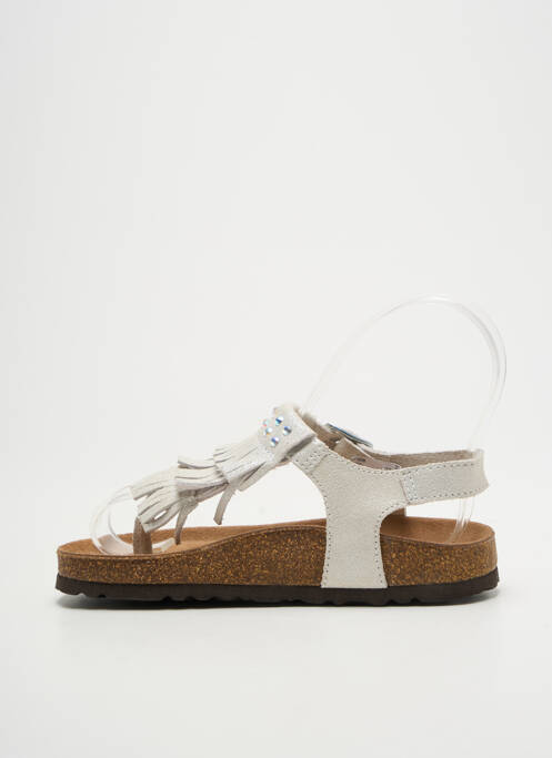 Tongs tissage satiné bout ouvert blanc REQINS fille