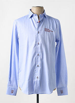 Chemise manches longues coupe droite bleu MAISON WOOLIES homme