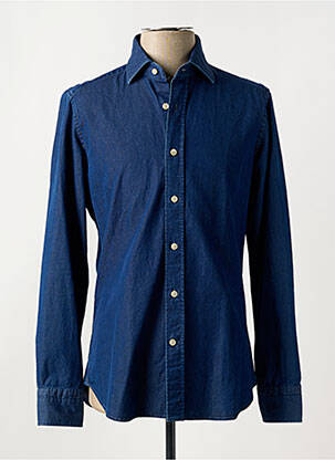 Chemise manches longues coupe cintrée bleu CALIBAN homme