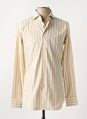 Chemise manches longues coupe cintrée beige BAGUTTA homme