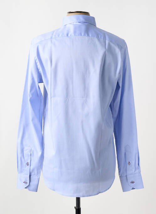 Chemise manches longues coupe droite bleu MAISON WOOLIES homme