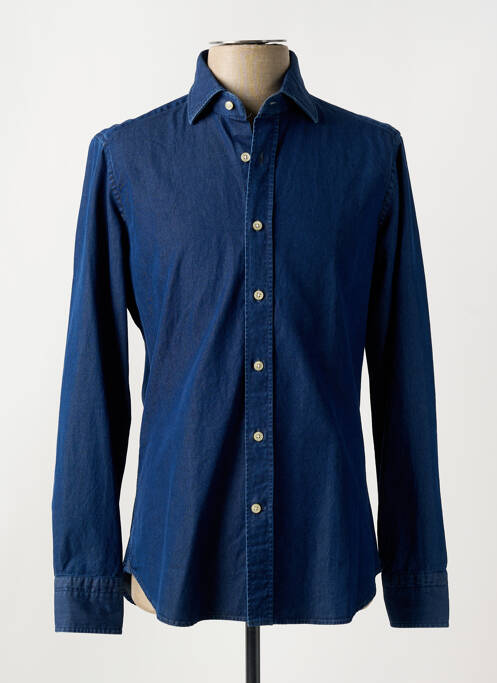 Chemise manches longues bleu CALIBAN pour homme