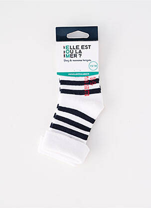 Chaussettes imprimé rayures blanc ELLE EST OU LA MER enfant