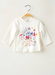 T-shirt coupe cintrée manches longues beige ELLE EST OU LA MER fille