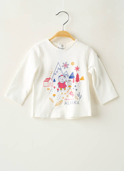 T-shirt coupe cintrée manches longues beige ELLE EST OU LA MER fille