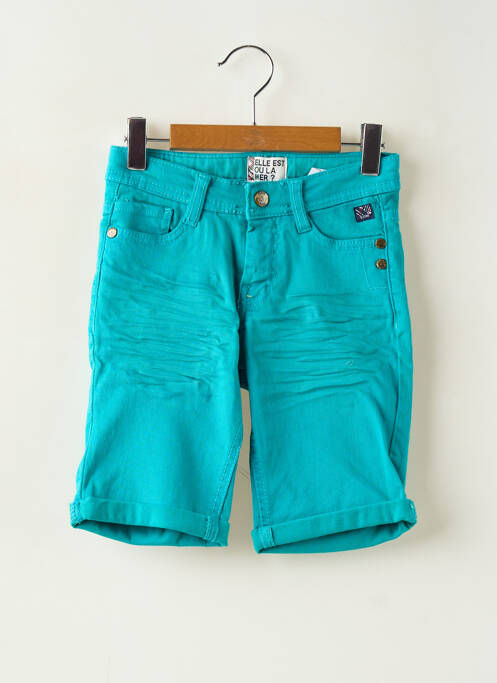 Bermuda slim taille ajustable bleu clair ELLE EST OU LA MER fille